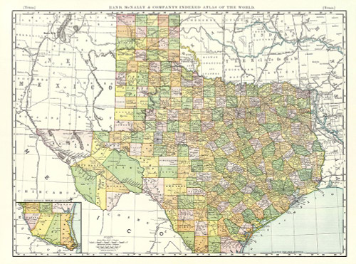 Texas - Rand McNally 1897 Poster Print by Rand McNally Rand McNally # TXZZ0012