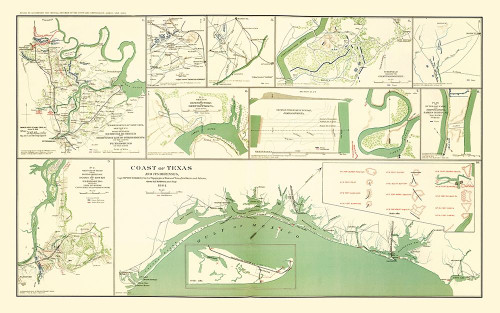 10 Views of Texas Coast and Defenses - Walker 1864 Poster Print by Walker Walker # TXZZ0028