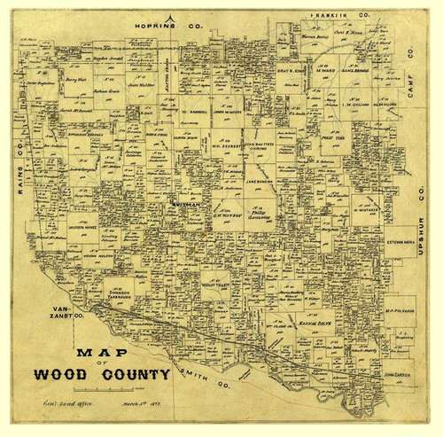Wood County Texas -1877 Poster Print by Unknown Unknown # TXWO0005