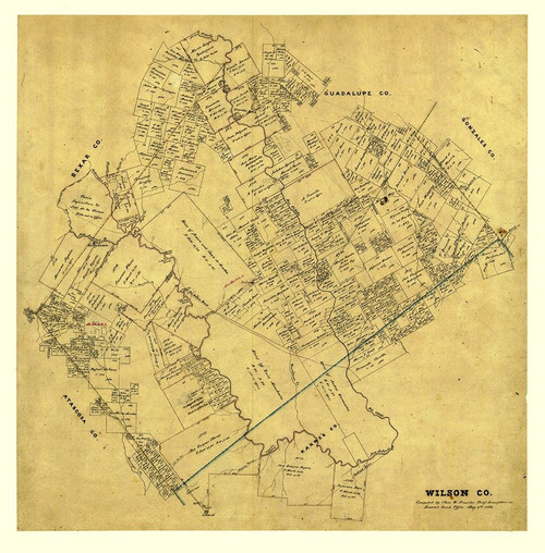 Wilson County Texas - Pressler 1866  Poster Print by Pressler Pressler # TXWI0015