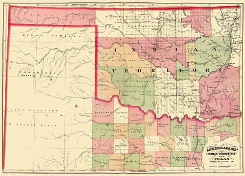 Indian Territory, North West Texas 1874 Poster Print by Asher Asher # TXZZ0015