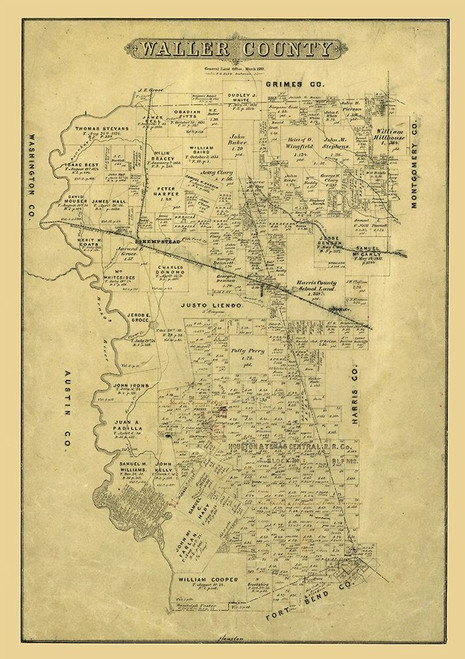 Waller County Texas - Blau 1880  Poster Print by Blau Blau # TXWA0011