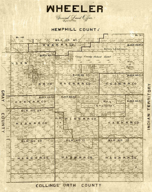 Wheeler County Texas -1887 Poster Print by Unknown Unknown # TXWH0009