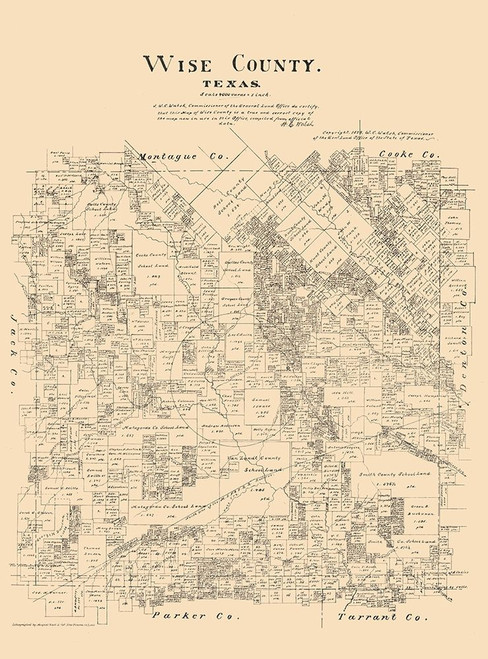 Wise County Texas - Walsh 1879  Poster Print by Walsh Walsh # TXWI0011