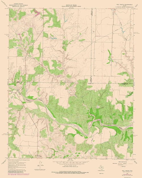 Tell South Texas Quad - USGS 1967 Poster Print by USGS USGS # TXTE0005