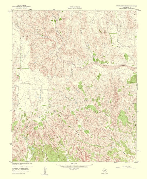 Troublesome Creek Texas Quad - USGS 1960 Poster Print by USGS USGS # TXTR0004