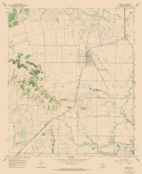 Tuscola Texas Quad - USGS 1967 Poster Print by USGS USGS # TXTU0004