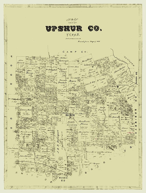 Upshur County Texas -1873 Poster Print by Unknown Unknown # TXUP0002