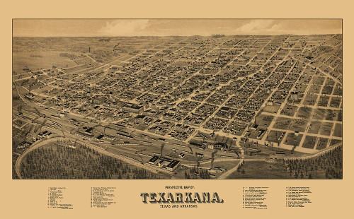 Texarkana Texas - Wellge 1888 Poster Print by Wellge Wellge # TXTE0001