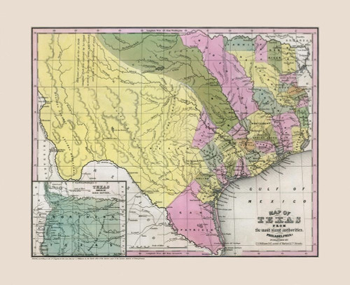South East Texas - Williams 1845 Poster Print by Williams Williams # TXTX0012