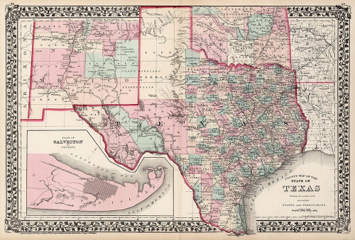 Texas Counties - Gamble 1876  Poster Print by Gamble Gamble # TXST0009