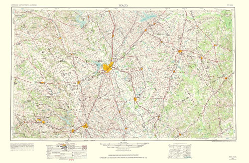 Waco Texas Quad - USGS 1964 Poster Print by USGS USGS # TXWA0004