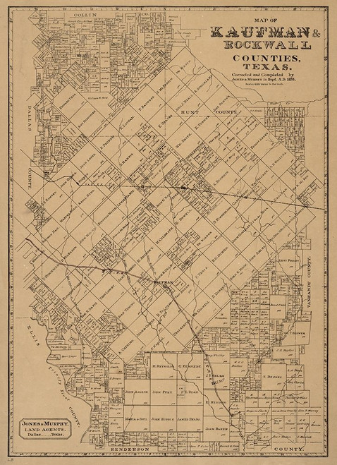 Kaufman, Rockwall County Texas - JonesandMurphy 1878  Poster Print by Unknown Unknown # TXRO0005