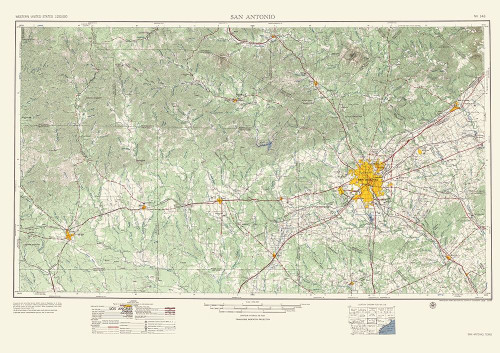 San Antonio Texas Quad - USGS 1957 Poster Print by USGS USGS # TXSA0016