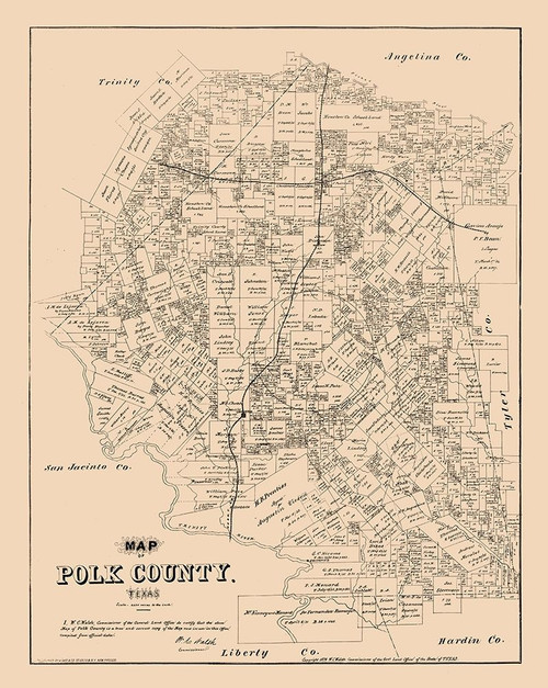 Polk County Texas - Walsh 1879  Poster Print by Walsh Walsh # TXPO0006