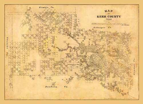Kerr County Texas - Walsh 1879  Poster Print by Walsh Walsh # TXKE0007