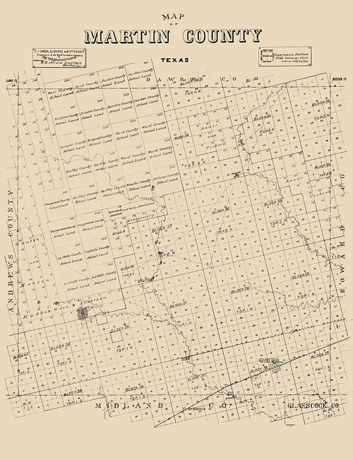 Martin County Texas - Abrams 1894  Poster Print by Abrams Abrams # TXMA0012