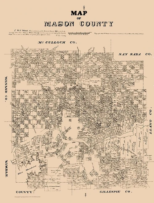 Mason County Texas - Walsh 1879  Poster Print by Walsh Walsh # TXMA0006