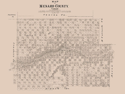 Menard County Texas - Walsh 1879  Poster Print by Walsh Walsh # TXME0011