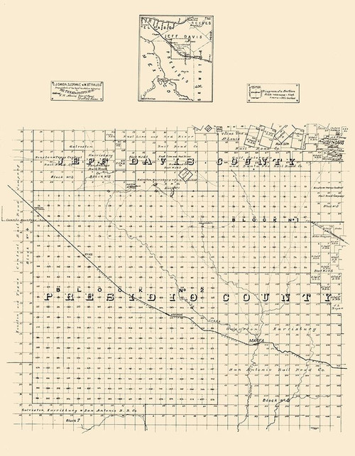Jeff Davis County Presidio County Texas - Strauss 1894  Poster Print by Strauss Strauss # TXPR0004