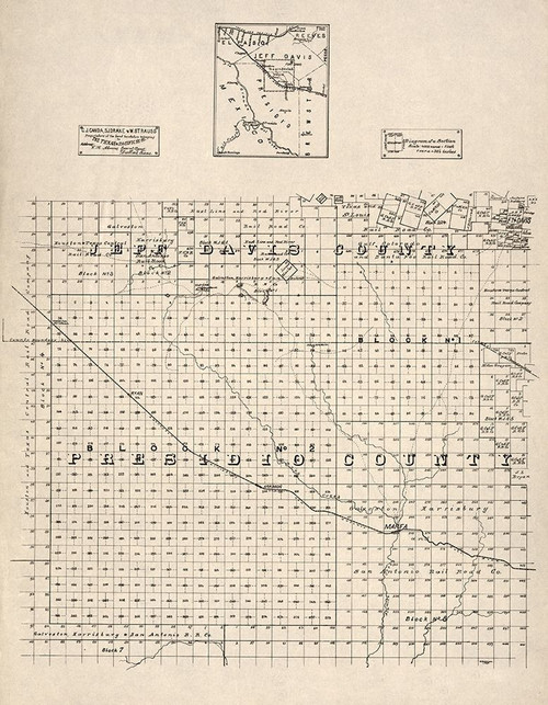 Presidio County Texas - Abrams 1894  Poster Print by Abrams Abrams # TXPR0005