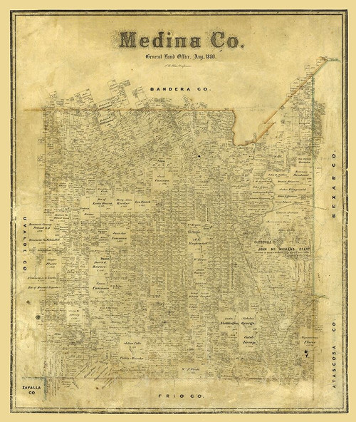 Medina County Texas - Blau 1880  Poster Print by Blau Blau # TXME0007