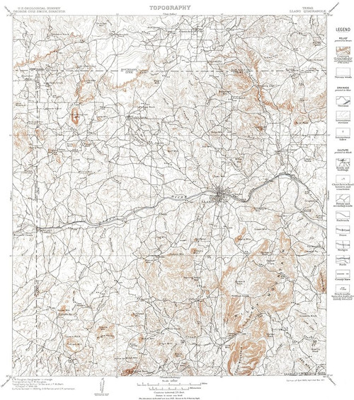 Llano Texas Quad - USGS 1901 Poster Print by USGS USGS # TXLL0003