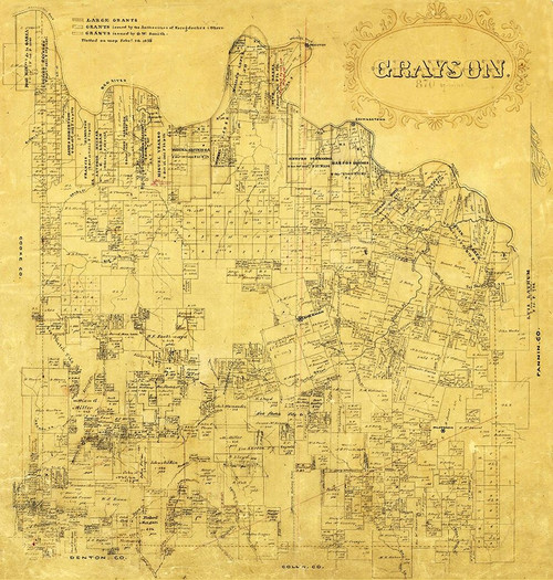 Grayson County Texas - 1853 Poster Print by Unknown Unknown # TXGR0007