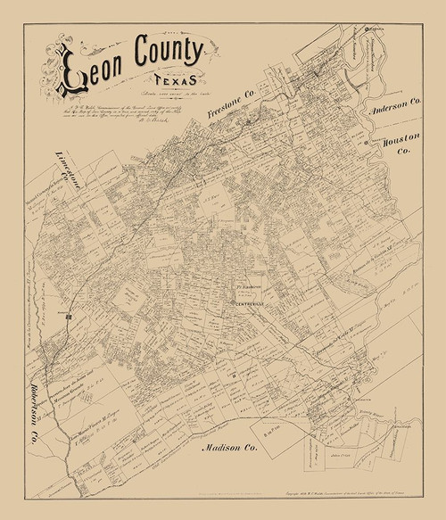 Leon County Texas - Walsh 1879  Poster Print by Walsh Walsh # TXLE0003