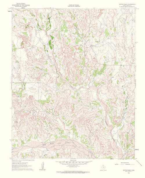 Griffin Ranch Texas Quad - USGS 1963 Poster Print by USGS USGS # TXGR0005