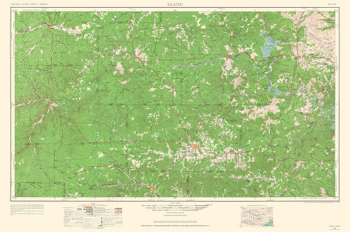 Llano Texas Quad - USGS 1964 Poster Print by USGS USGS # TXLL0005