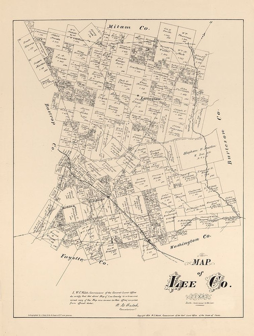 Lee County Texas - Walsh 1879  Poster Print by Walsh Walsh # TXLE0005