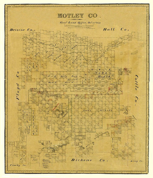 Motley County Texas - Matthews 1879  Poster Print by Matthews Matthews # TXMO0007