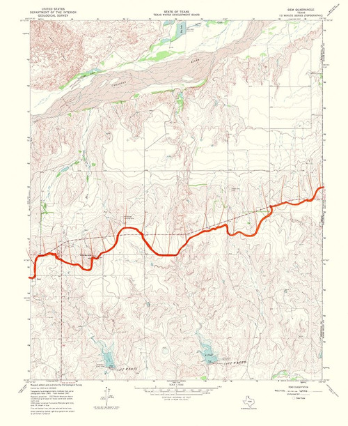 Gem Texas Quad - USGS 1969 Poster Print by USGS USGS # TXGE0001