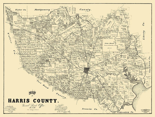 Harris Texas Landowner - Land Office 1893 Poster Print by Land Office Land Office # TXHA0001 Harris Texas Landowner - Land Office 1893 Poster Print by Land Office Land Office # TXHA0001