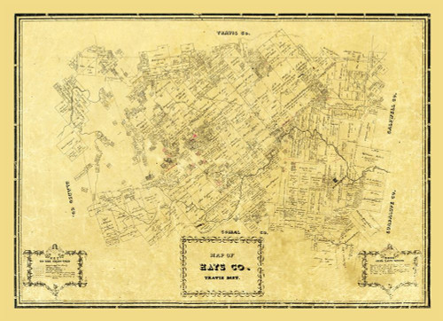 Hays County Texas - Arlitt 1861 Poster Print by Arlitt Arlitt # TXHA0022