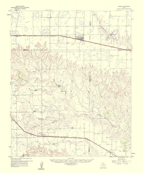 Groom Texas Quad - USGS 1961 Poster Print by USGS USGS # TXGR0004