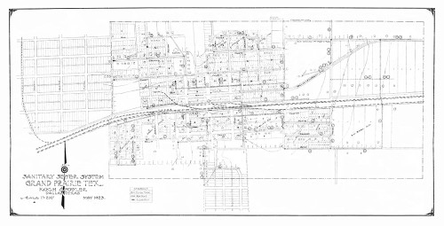 Grand Prairie Texas Sewer System - Koch 1923 Poster Print by Koch Koch # TXGR0003