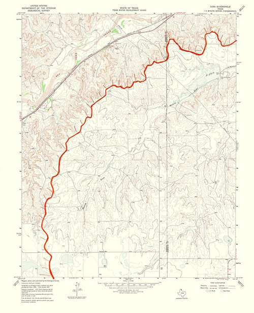 Lora Texas Quad - USGS 1970 Poster Print by USGS USGS # TXLO0002