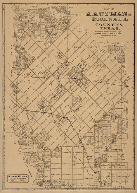 Kaufman County Texas - Jones 1878  Poster Print by Jones Jones # TXKA0004