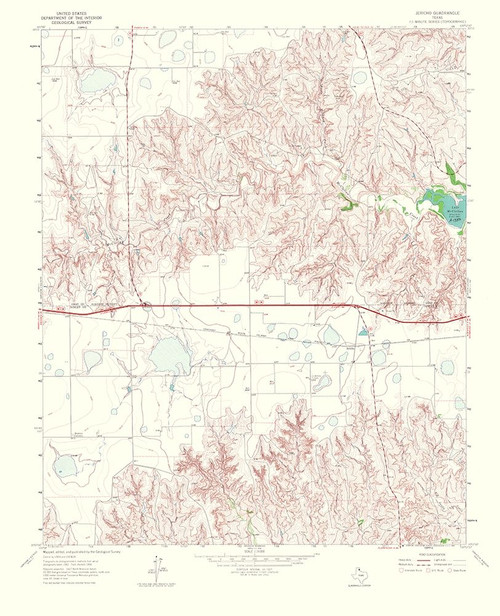 Jericho Texas Quad - USGS 1967 Poster Print by USGS USGS # TXJE0005