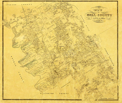 Hill County Texas - Martin 1857 Poster Print by Martin Martin # TXHI0003