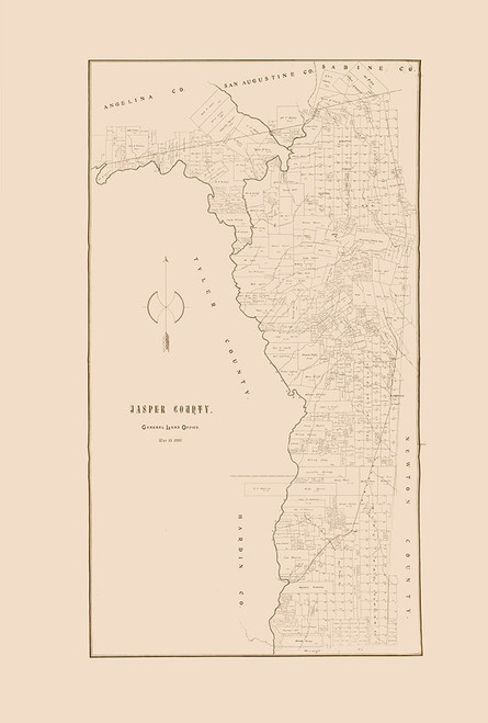 Jasper County Texas - 1898 Poster Print by Unknown Unknown # TXJA0008