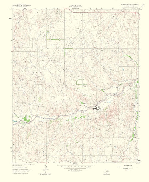 Hudgens Ranch Texas Quad - USGS 1965 Poster Print by USGS USGS # TXHU0001
