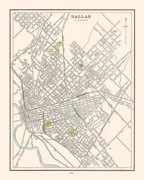 Dallas  Texas - Cram 1892 Poster Print by Cram Cram # TXDA0027