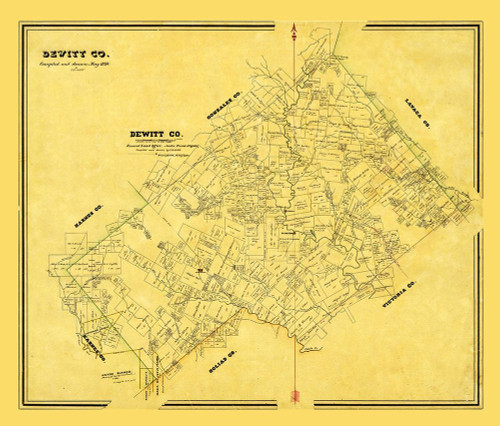 Dewitt County Texas - Arlitt 1870 Poster Print by Arlitt Arlitt # TXDE0012