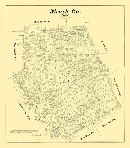 Erath County Texas - Walsh 1879 Poster Print by Walsh Walsh # TXER0002