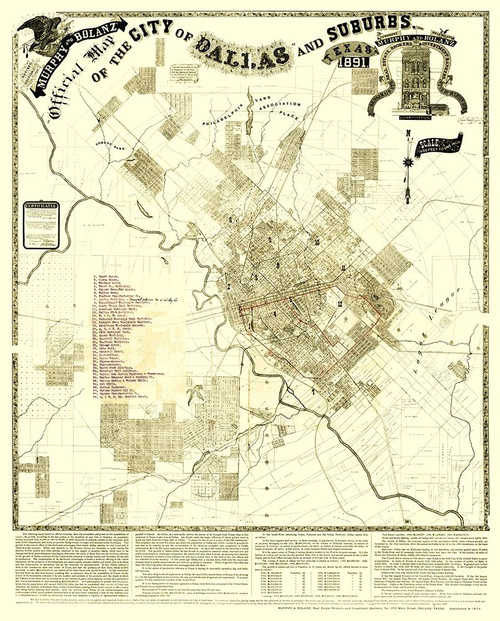 Dallas, Suburbs Texas Landowner - Murphy 1891 Poster Print by Murphy Murphy # TXDA0004