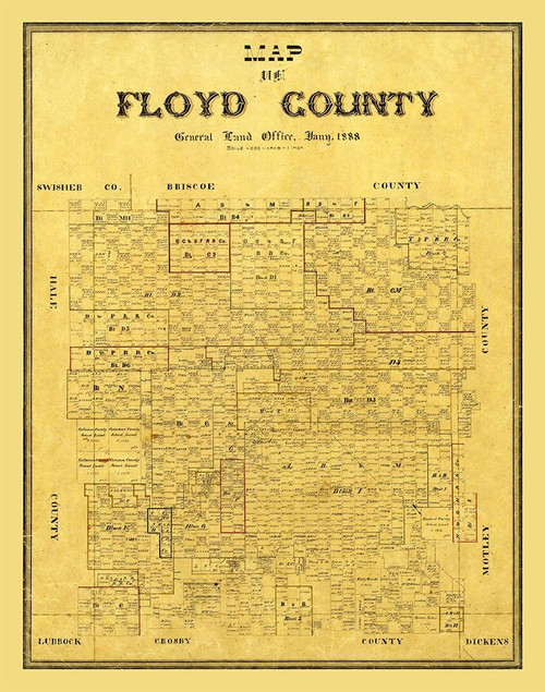 Floyd County Texas - 1888 Poster Print by Unknown Unknown # TXFL0001