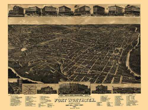 Fort Worth Texas - Beck 1885 Poster Print by Beck Beck # TXFO0003